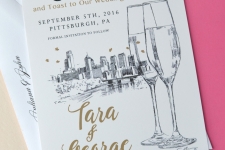 Philadelphia Skyine Champagne Toast Skyline Save the Date Cards